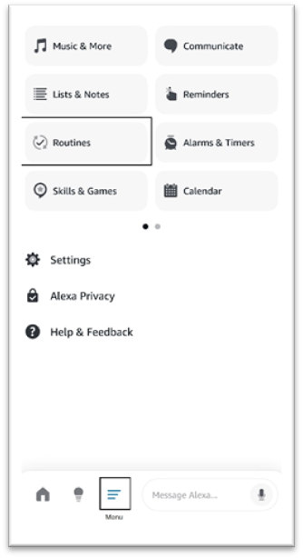 Amazon app “Menu” page.