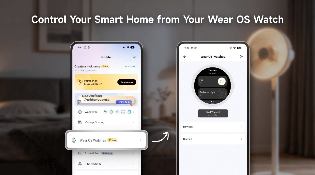 Control eWeLink Devices and Scenes from a Wear OS Watch